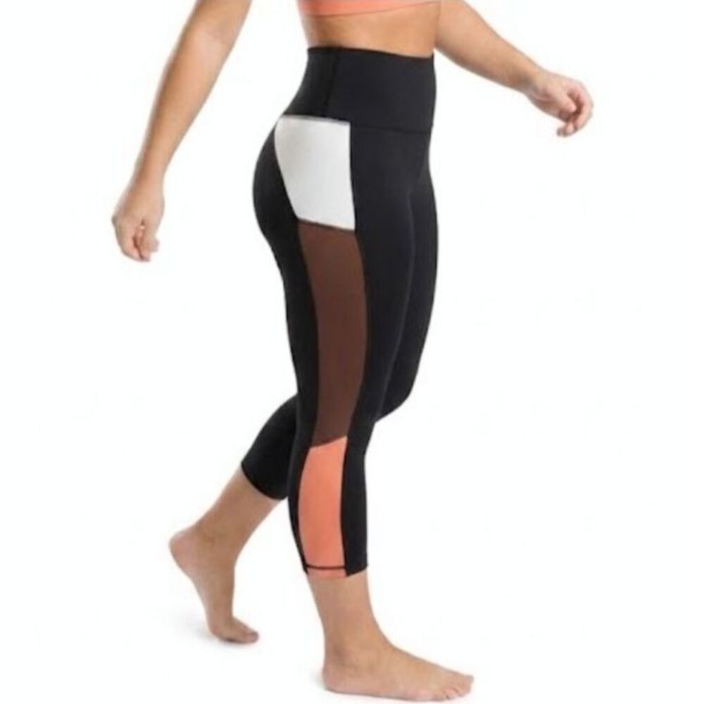 Zyia Active Women's Black Color-Block Athletic High Rise Cropped Legging Size M